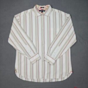 Tommy Hilfiger Mens XL Striped Button Up Shirt 80s 2 Ply Fabric Cotton